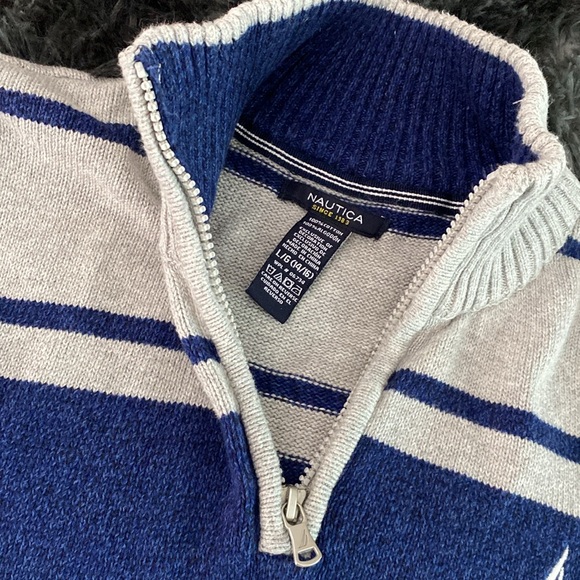 Nautica grey and navy horizontal striped turtleneck sweater - Picture 6 of 17